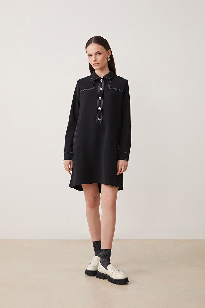 Sadie Black Shirt Dress