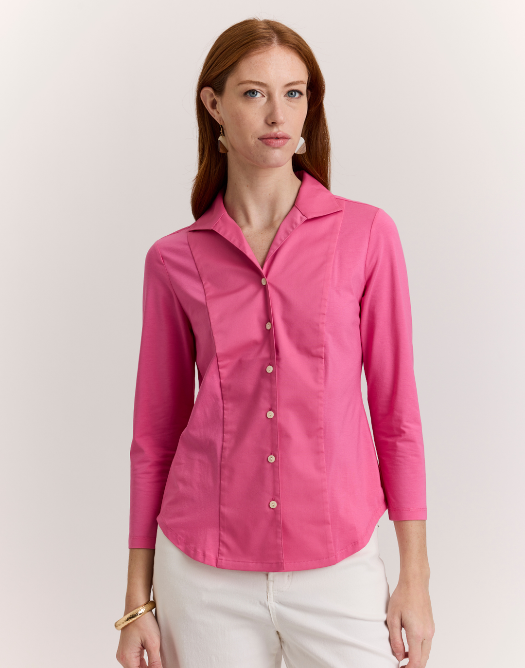 Donna 3/4 Sleeve Shirt in Guava