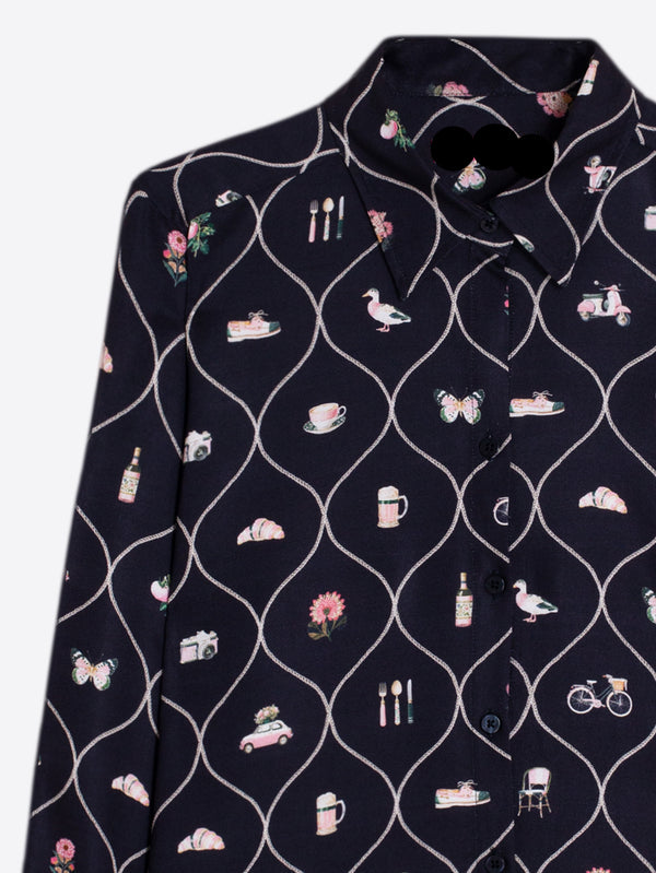 Navy Brassiere Shirt