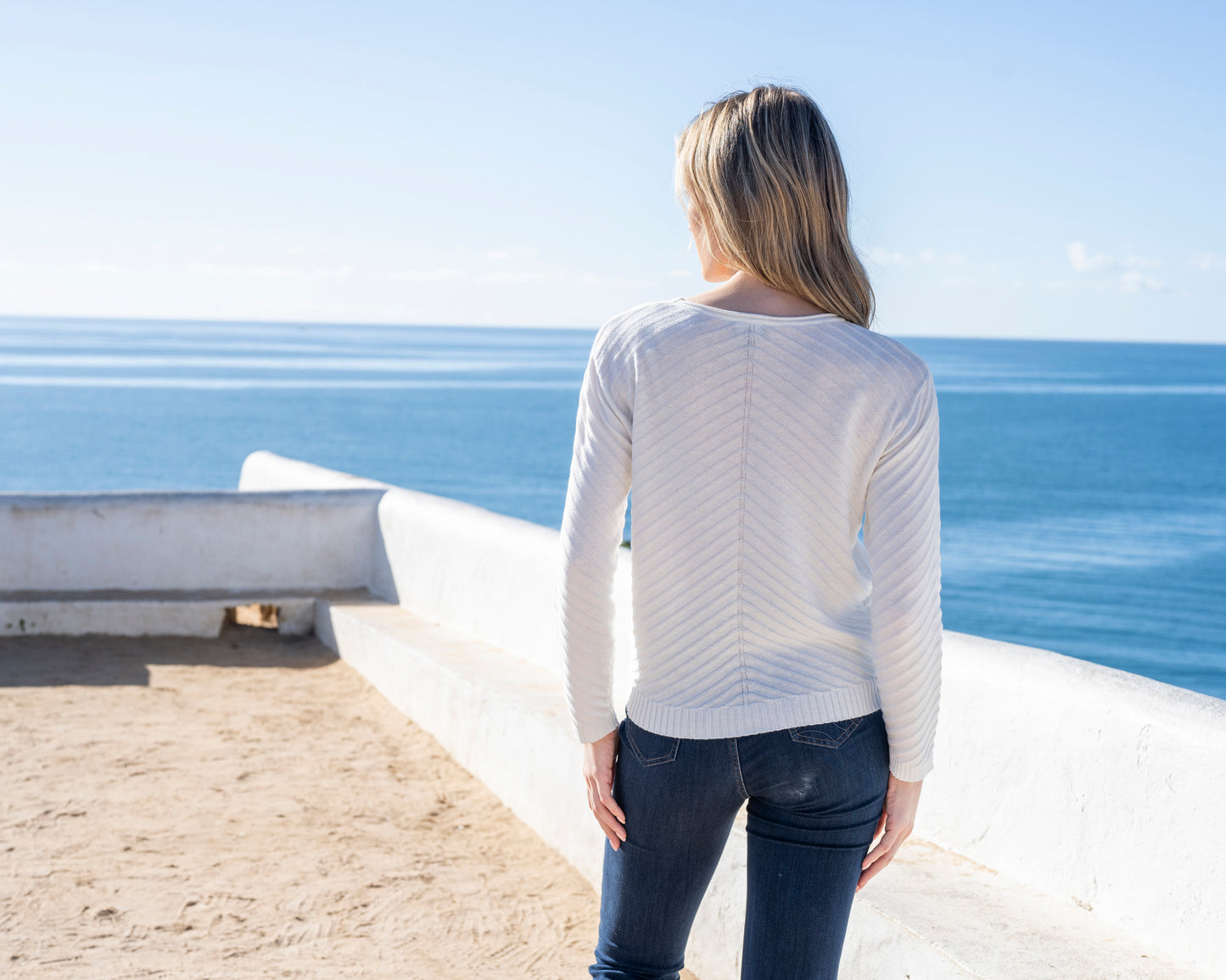 Rib Knit Ivory Sweater