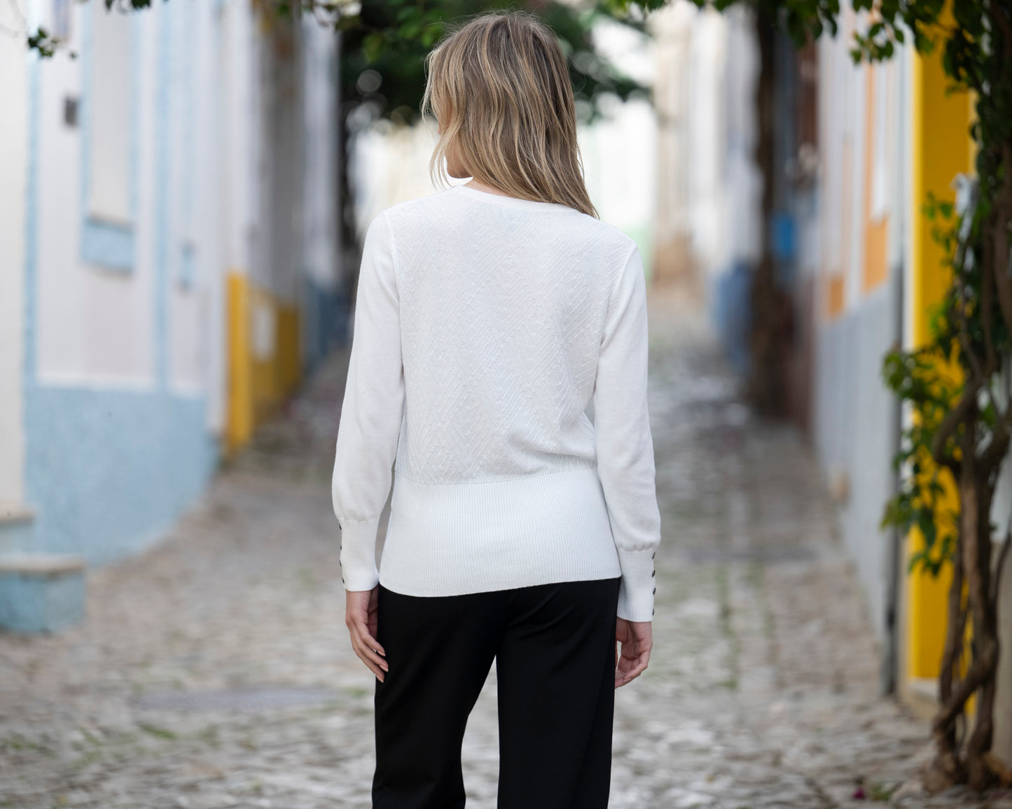 Detachable Cowl Neck Ivory Sweater