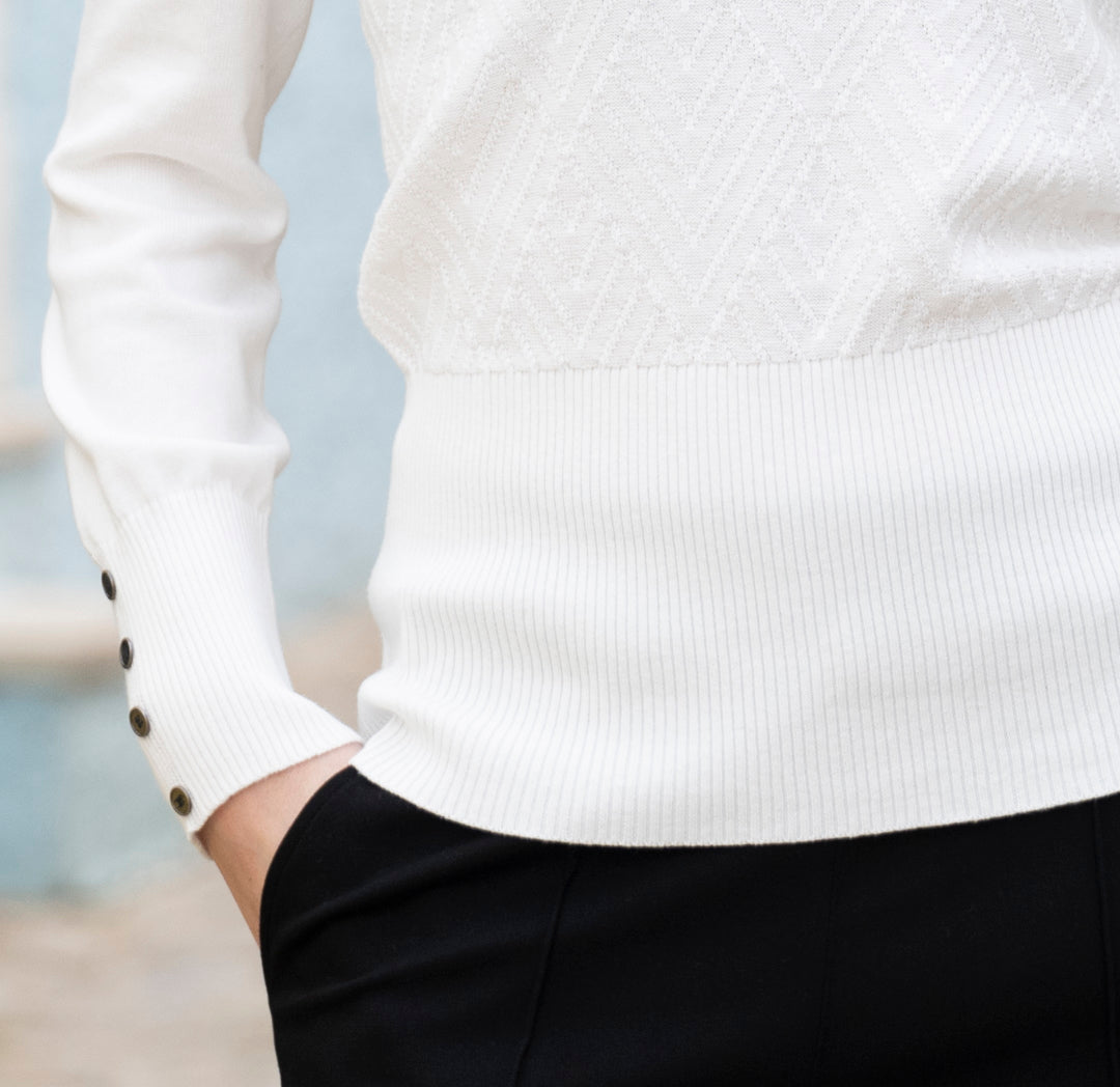 Detachable Cowl Neck Ivory Sweater