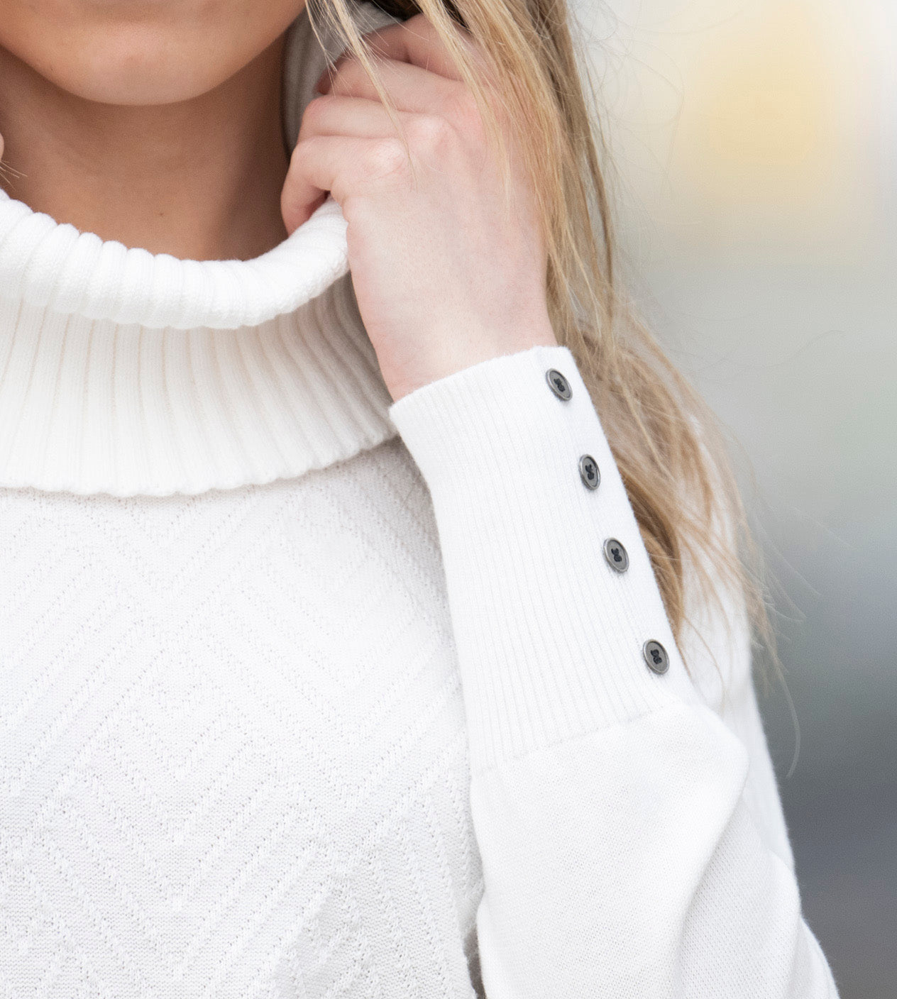 Detachable Cowl Neck Ivory Sweater