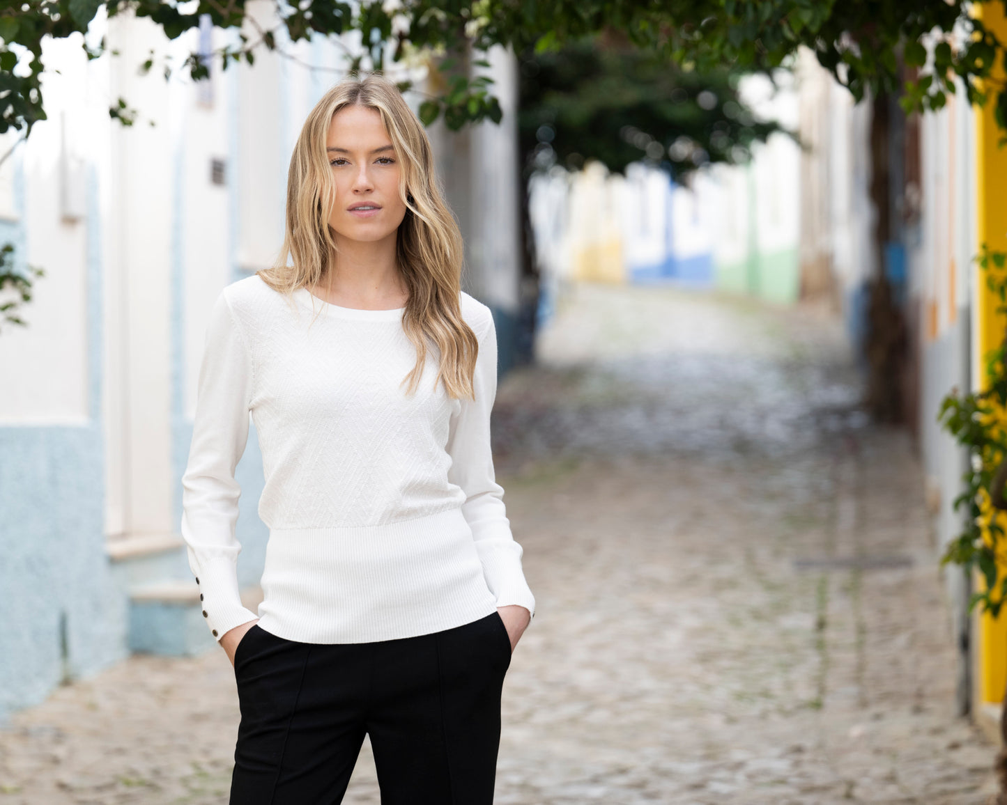 Detachable Cowl Neck Ivory Sweater