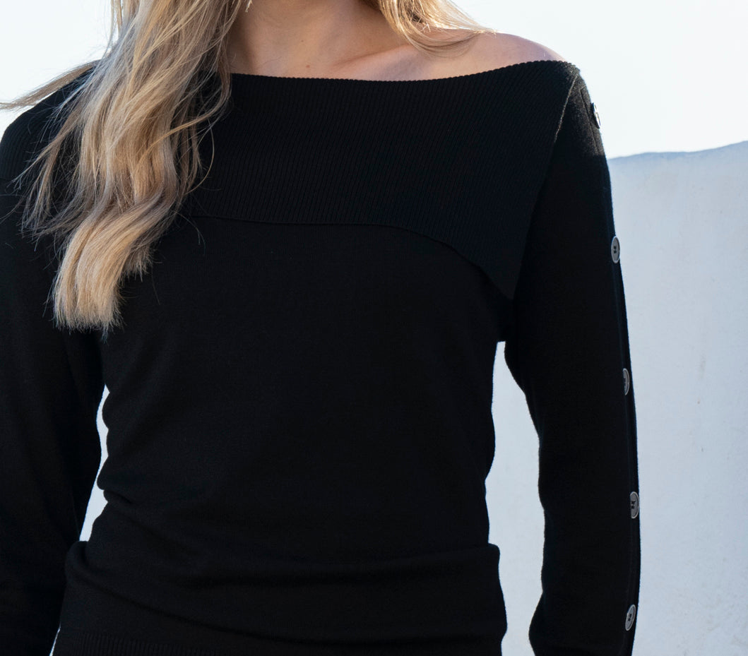 Off The Shoulder Black Sweater