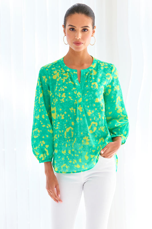 STEPHANIE TOP CITRUS IN TROPICAL GREEN