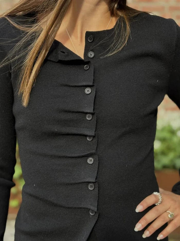 Gina Button-down Pleated Cardigan