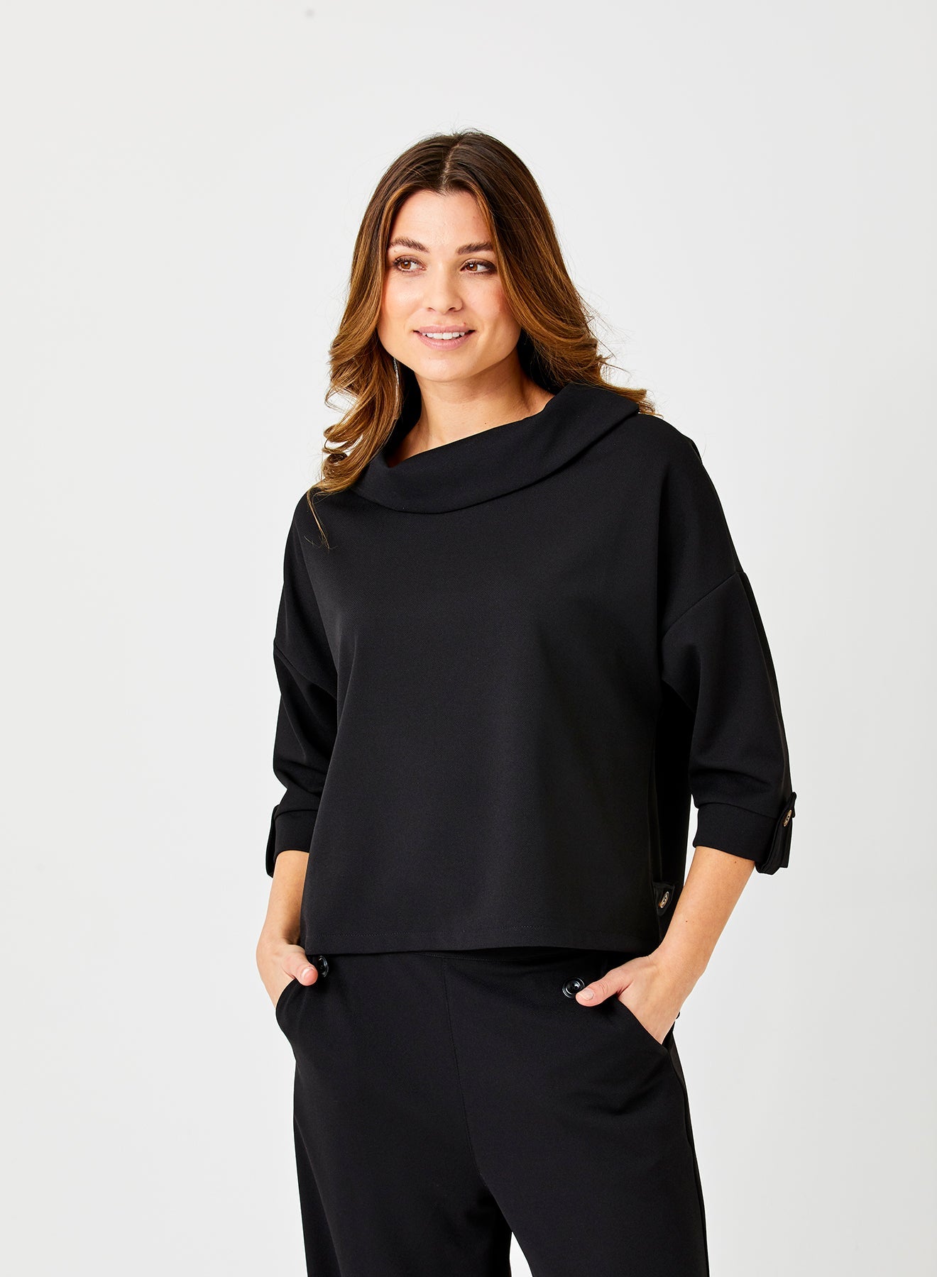 Black Scuba Audrey Top