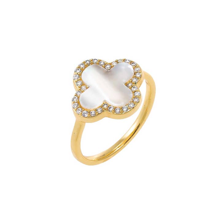 CZ Clover Stone Ring