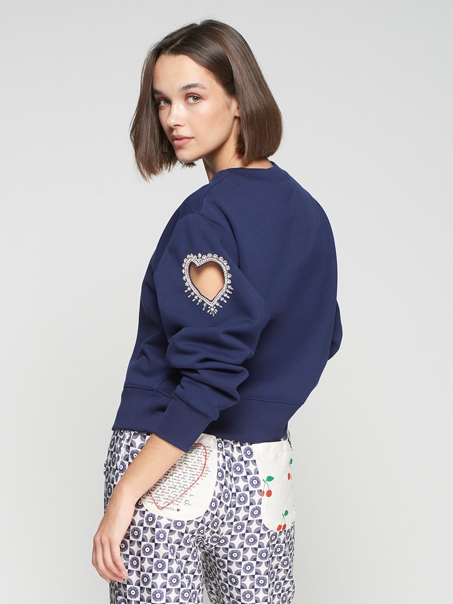 Beaded Heart Navy Sweatshirt
