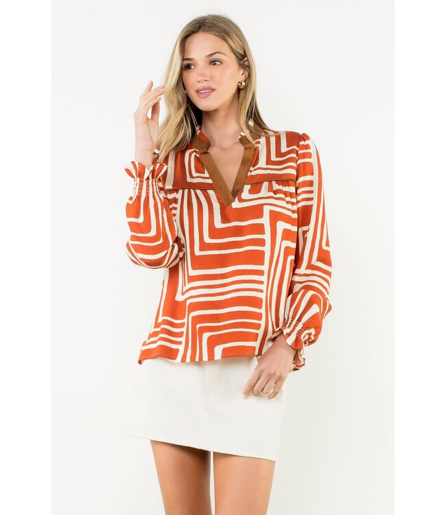 Marci Abstract Print Top