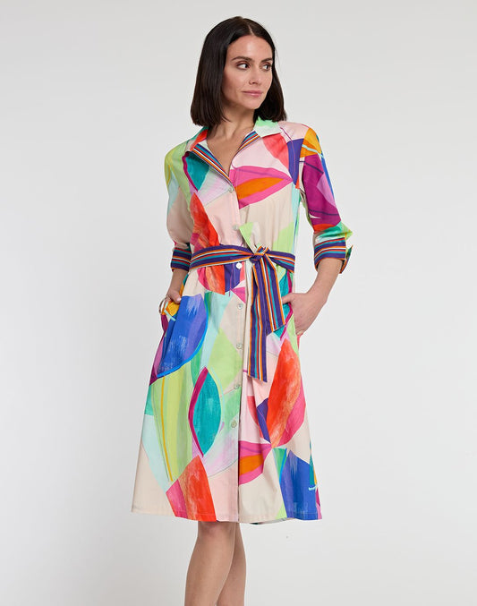 Charlie Shirtdress in Abstract Leaf Print