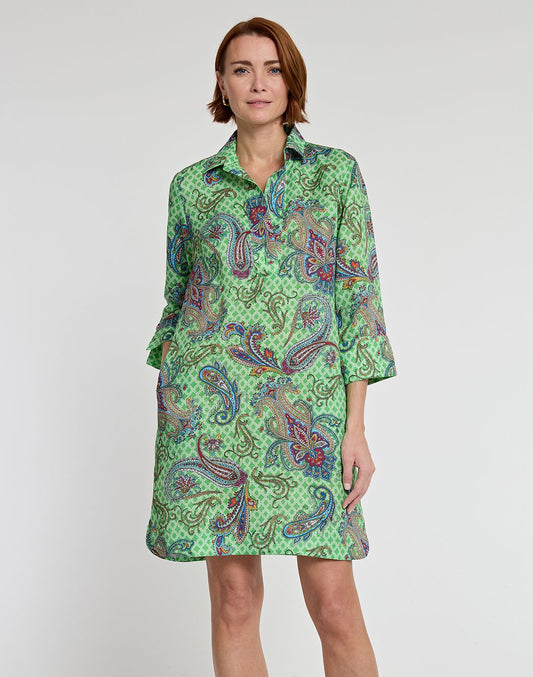 Aileen Luxe Linen Dress in Foulard Paisley Print