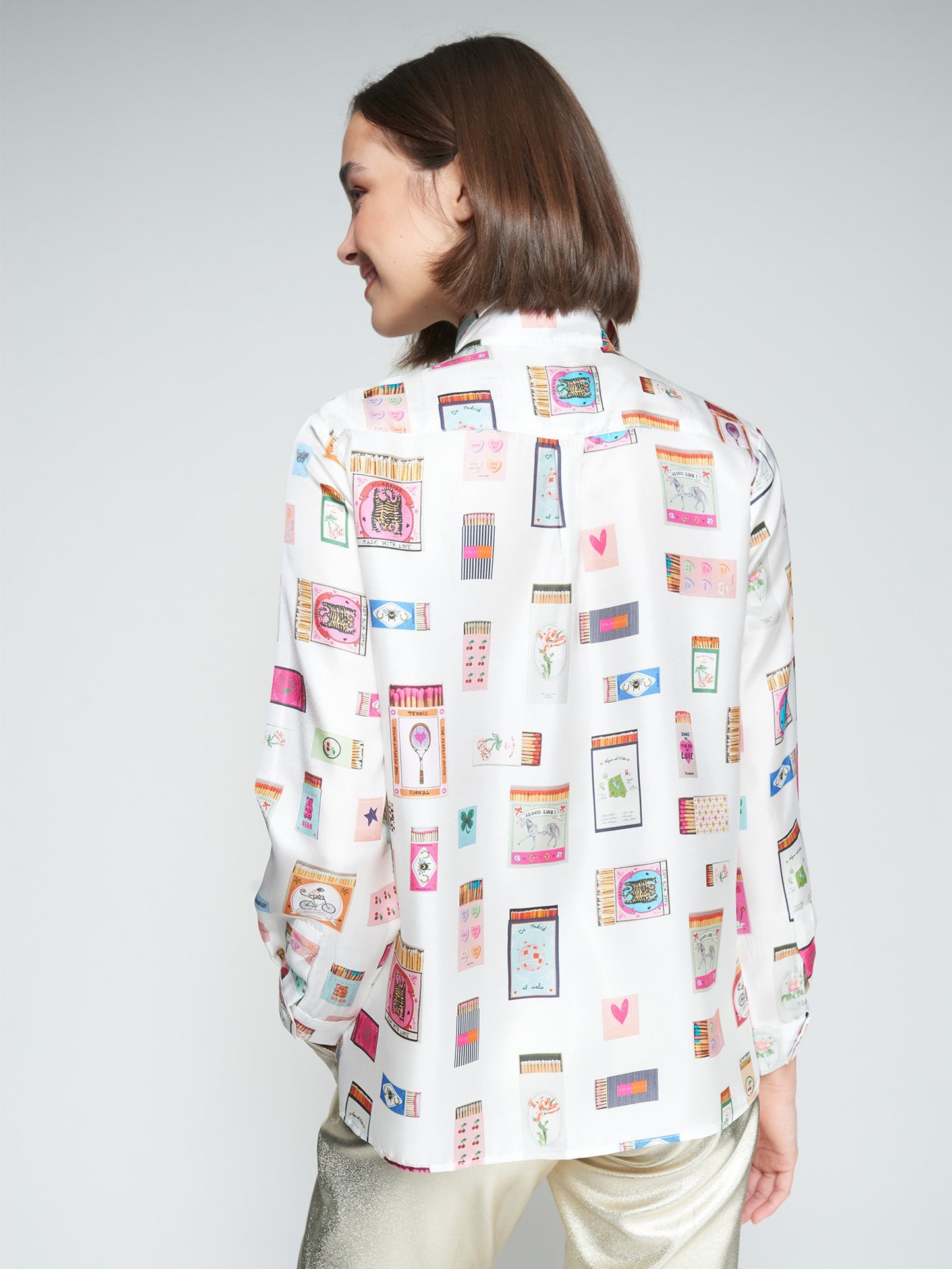 Matchbox Print Silk Shirt