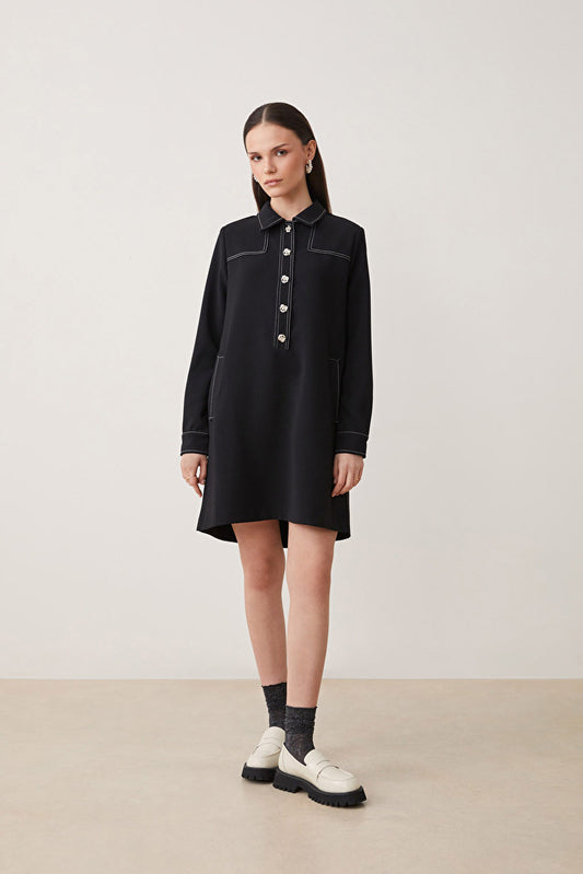 Sadie Black Shirt Dress