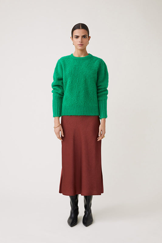 Fiona Burgundy Satin Skirt