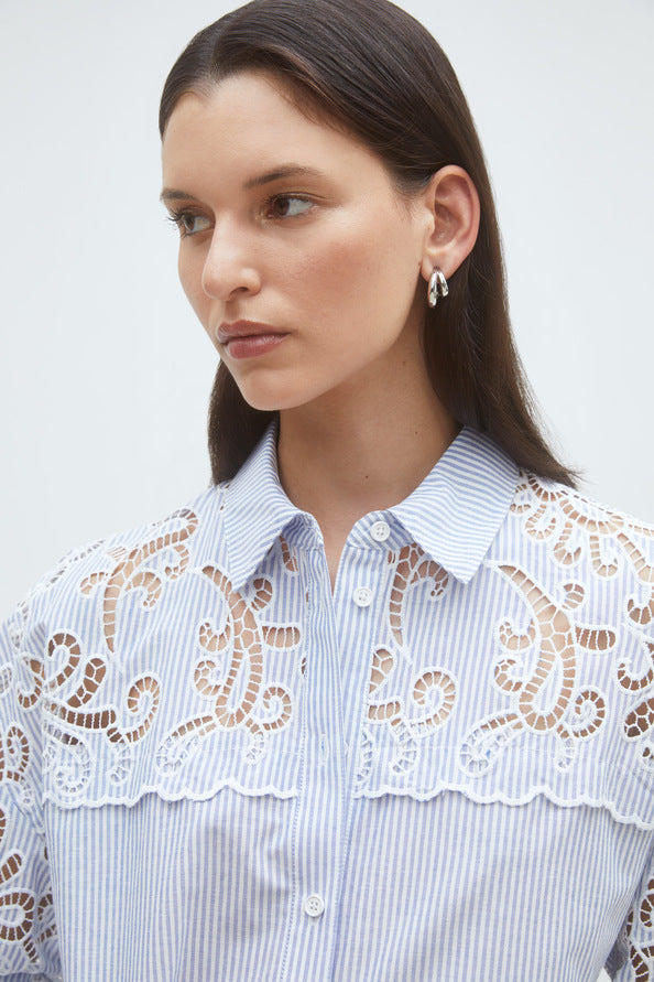 Alicia Embroidered striped shirt