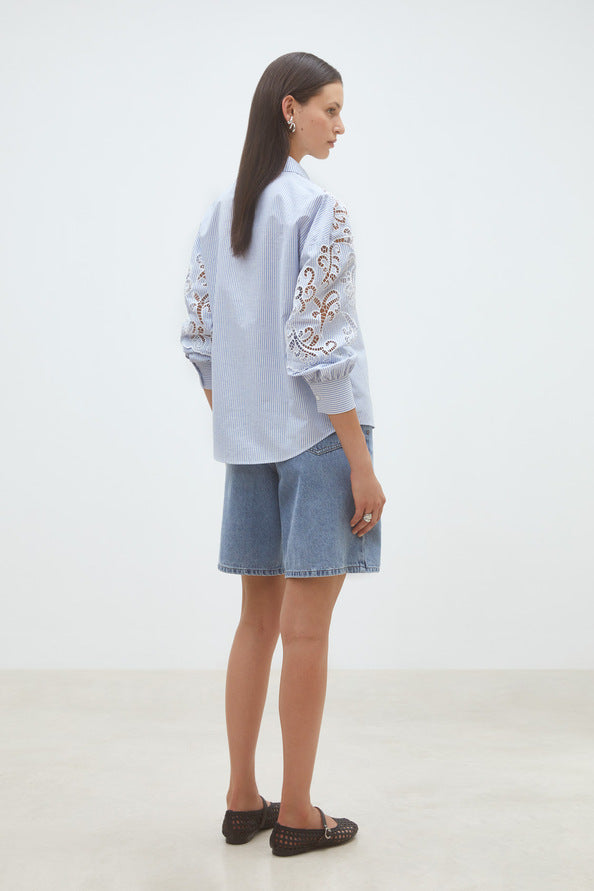 Alicia Embroidered striped shirt
