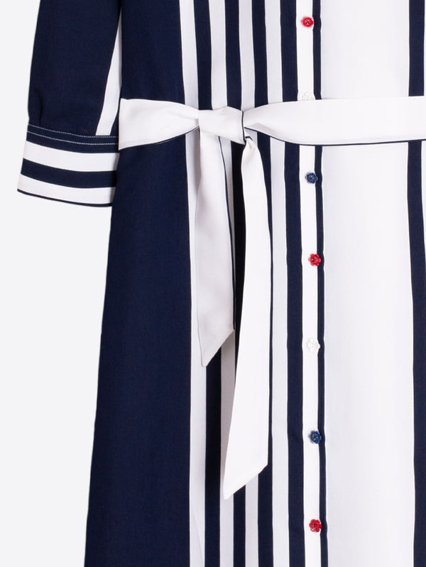 Maria Navy White Striped Dress