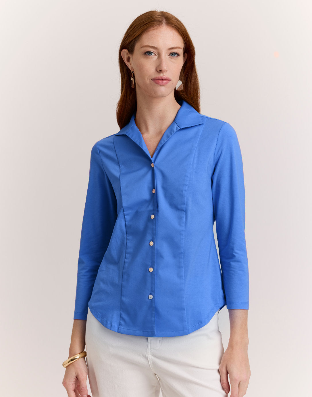 Donna 3/4 Sleeve Shirt in Lake Blue
