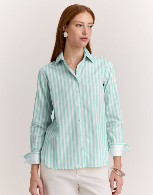 Margot Sea Glass/White Stripe Shirt