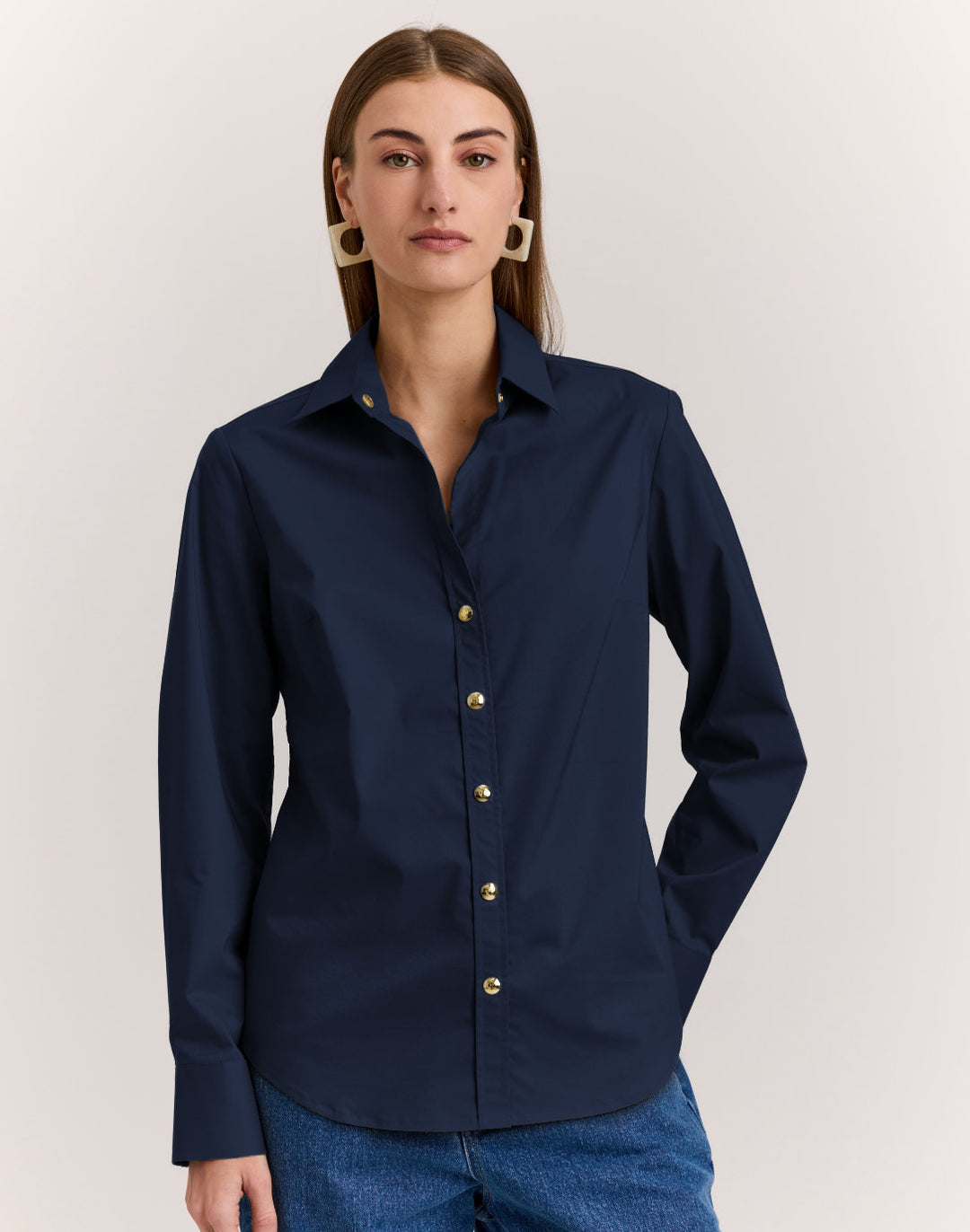 Clarice Long Sleeve Navy Shirt