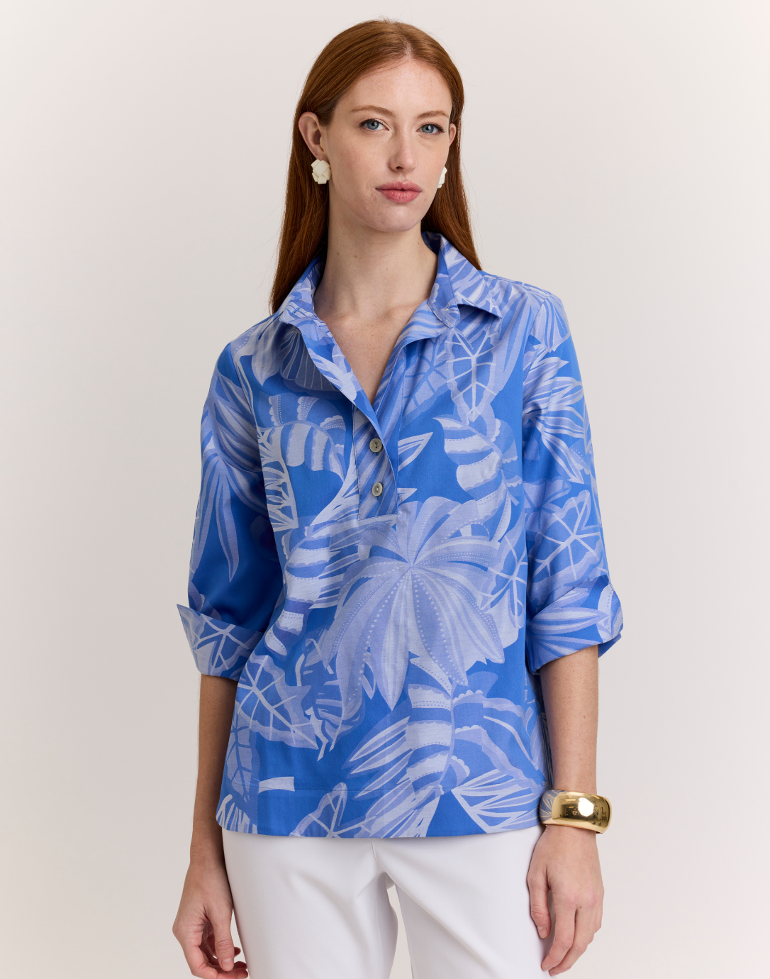 Charlotte Leaf Motif Jacquard Top