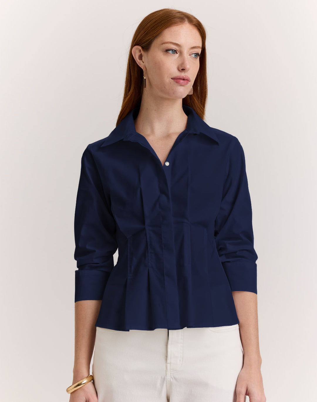 Martina 3/4 Sleeve Navy Shirt
