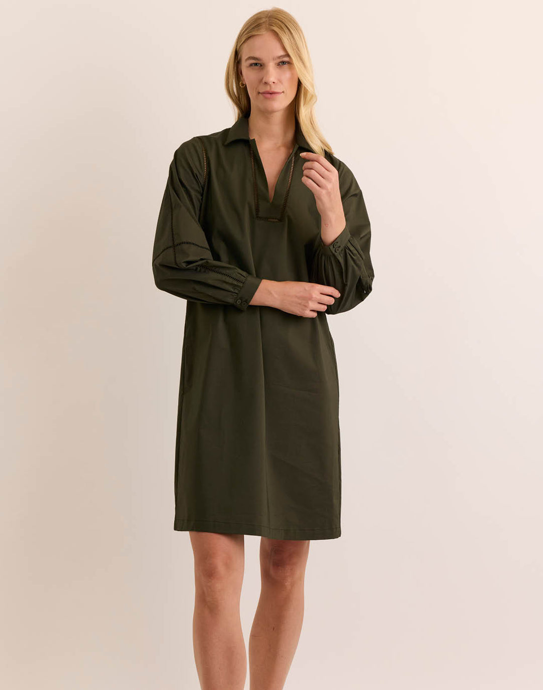 Laura Long Sleeve Lace Trim Dress