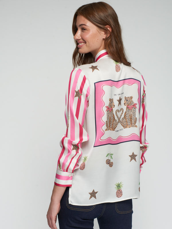 Leopard Pink Stripe Shirt