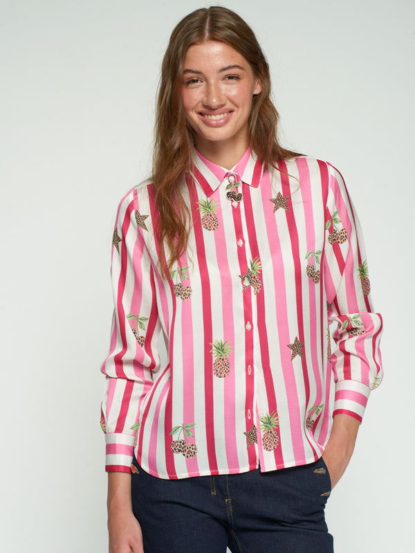 Leopard Pink Stripe Shirt