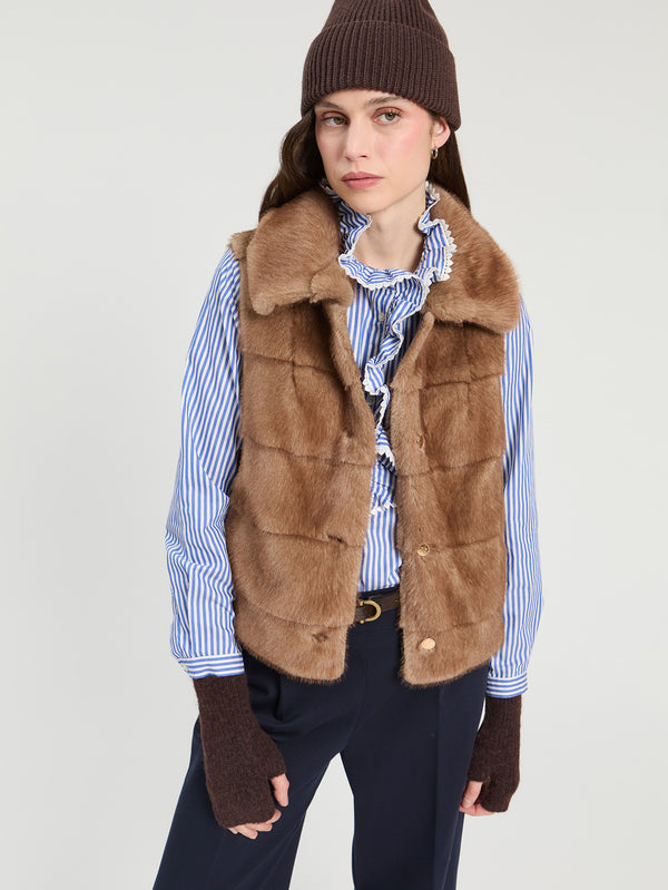 Camel Faux Fur Vest