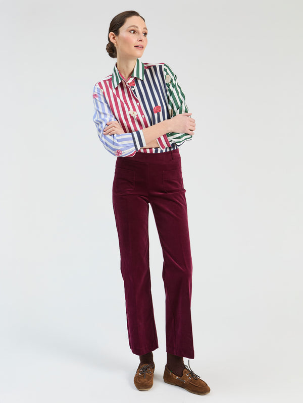 Multicolored Striped Floral Shirt