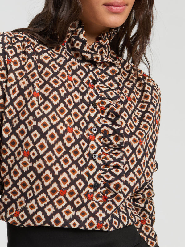 Ikat Ruffle Shirt