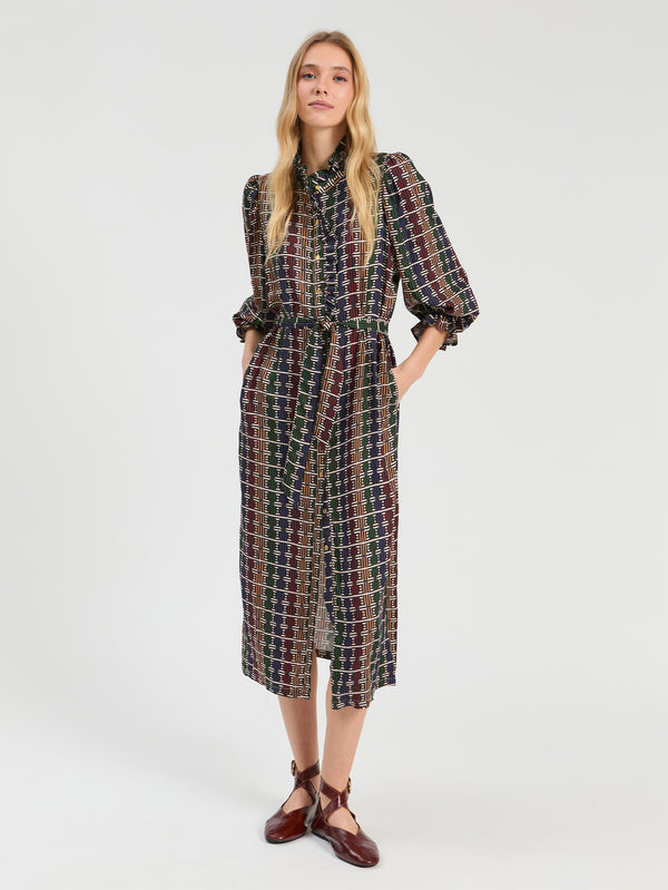 Geo Circle Multicolor Midi Dress