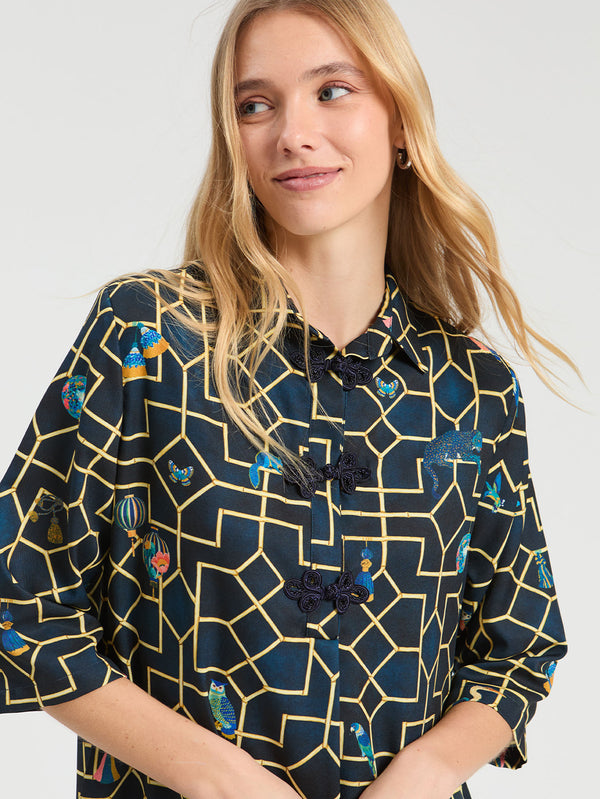 Navy Bamboo Short Dress