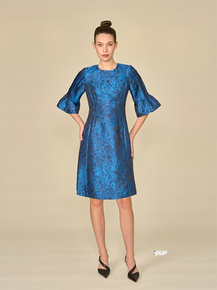 Jacquard Floral Blue Dress