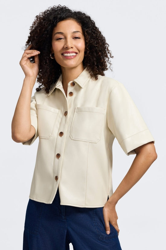 Demi Vegan Leather Shirt Jacket