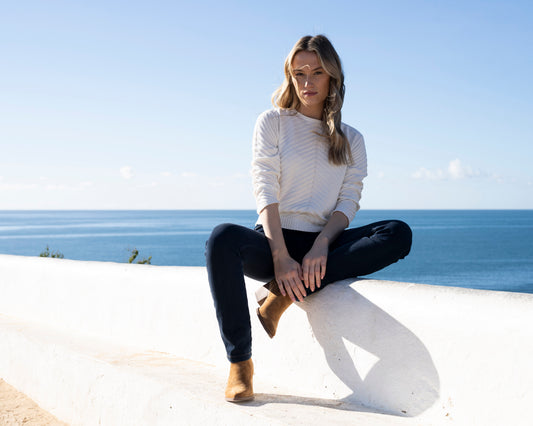 Rib Knit Ivory Sweater