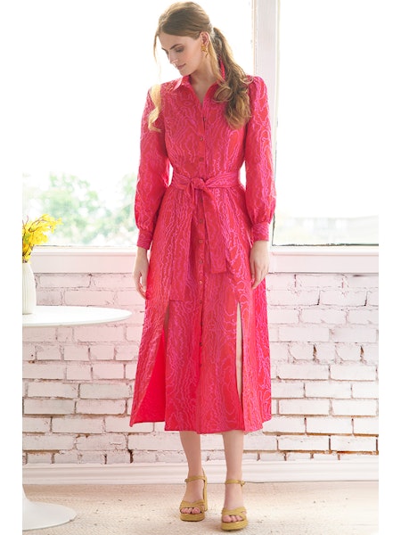 Carrie Pink Jacquard Dress