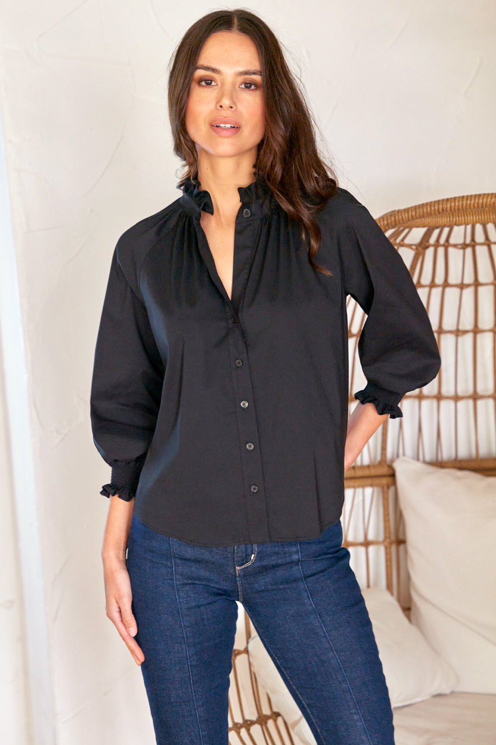Fiona Black Poplin Shirt