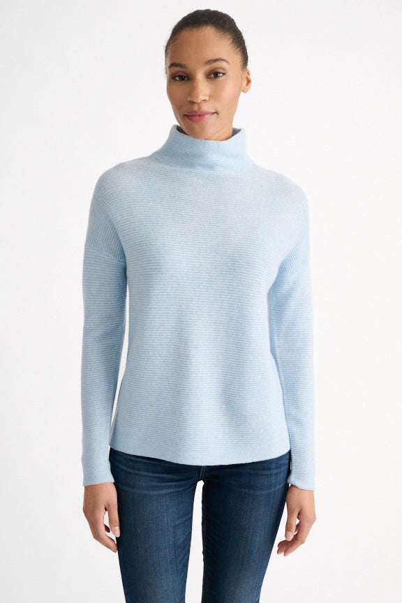 Textured Slouchy Funnel Cashmere Sweater