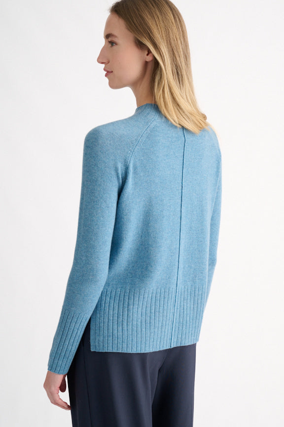 Rib Trim Funnel Cashmere Sweater