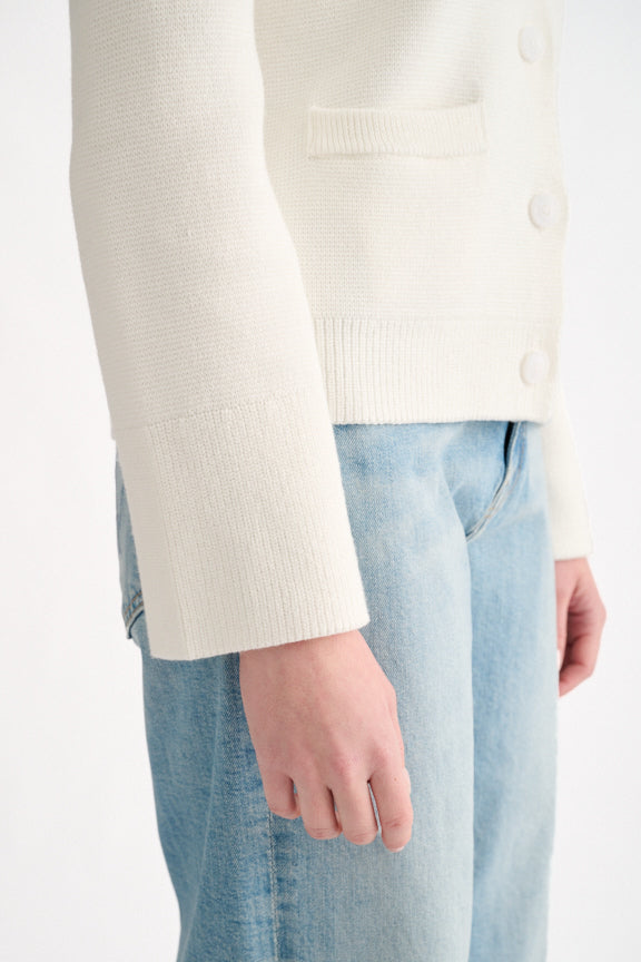 Double Knit Vee Cream Cardigan