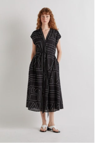 Marcy Black With White Stitching Dress