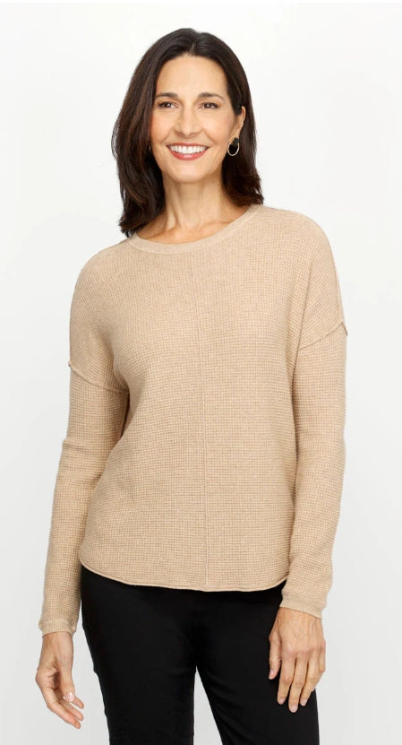 Cotton Cashmere Waffle Sweater