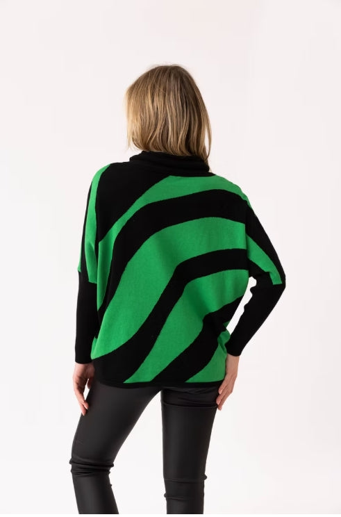 Green and Black Abstract Sweater