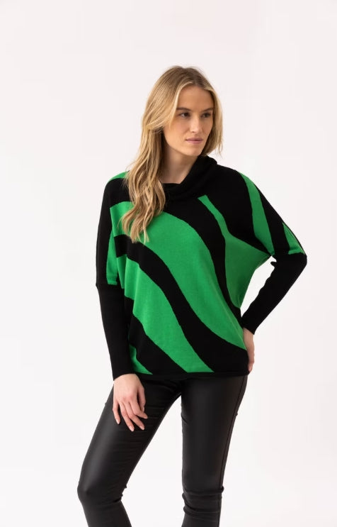 Green and Black Abstract Sweater