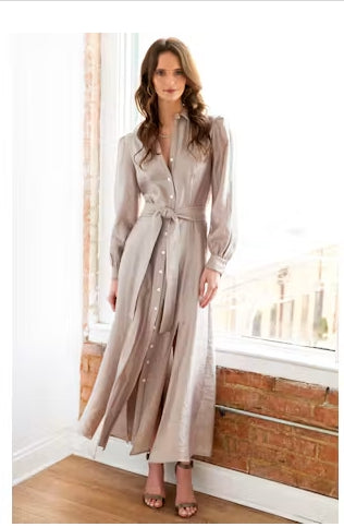 Carrie Soft Metallic Platinum Dress