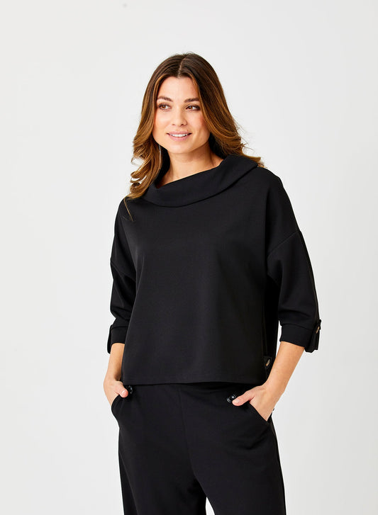 Black Scuba Audrey Top